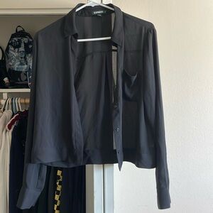 Black see through light blouse